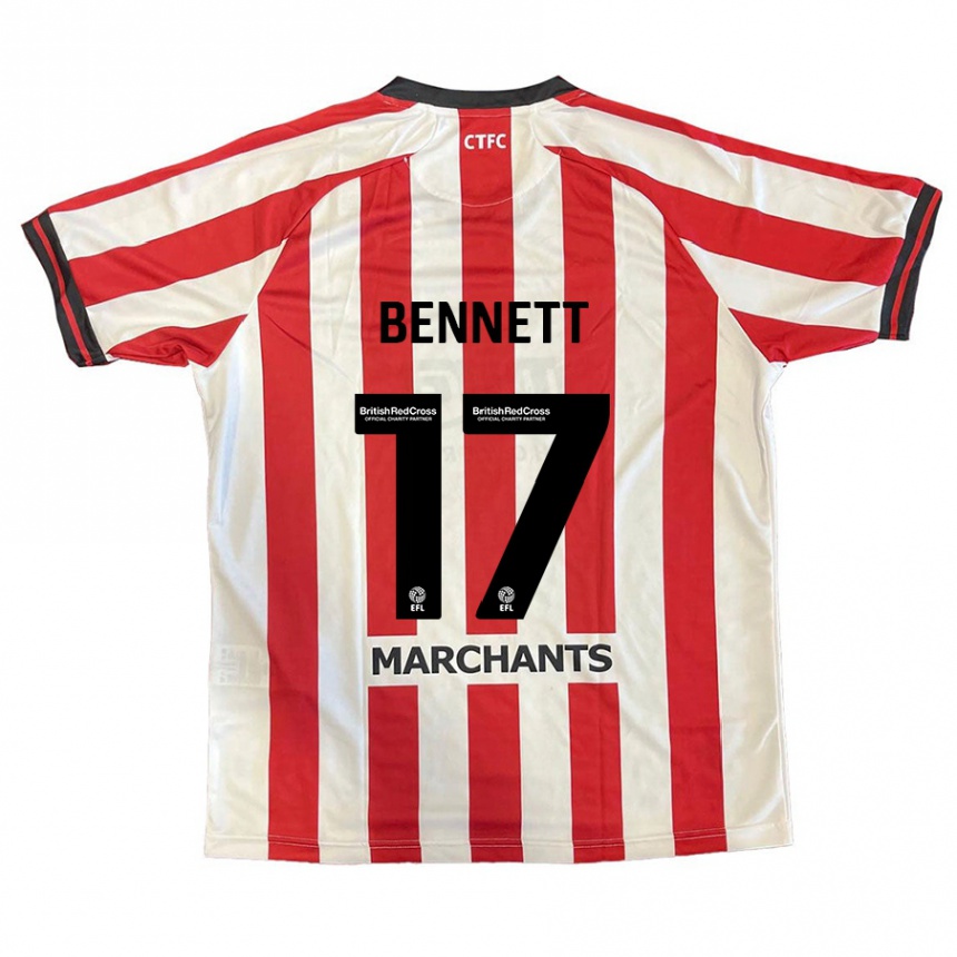 Kinder Fußball Scot Bennett #17 Rot Weiß Heimtrikot Trikot 2024/25 T-Shirt Luxemburg