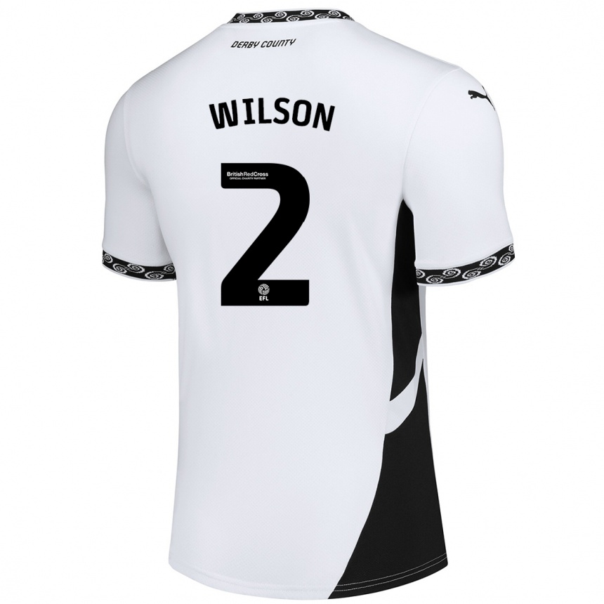 Kinder Fußball Kane Wilson #2 Weiß Schwarz Heimtrikot Trikot 2024/25 T-Shirt Luxemburg