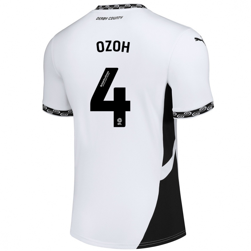 Kinder Fußball David Ozoh #4 Weiß Schwarz Heimtrikot Trikot 2024/25 T-Shirt Luxemburg