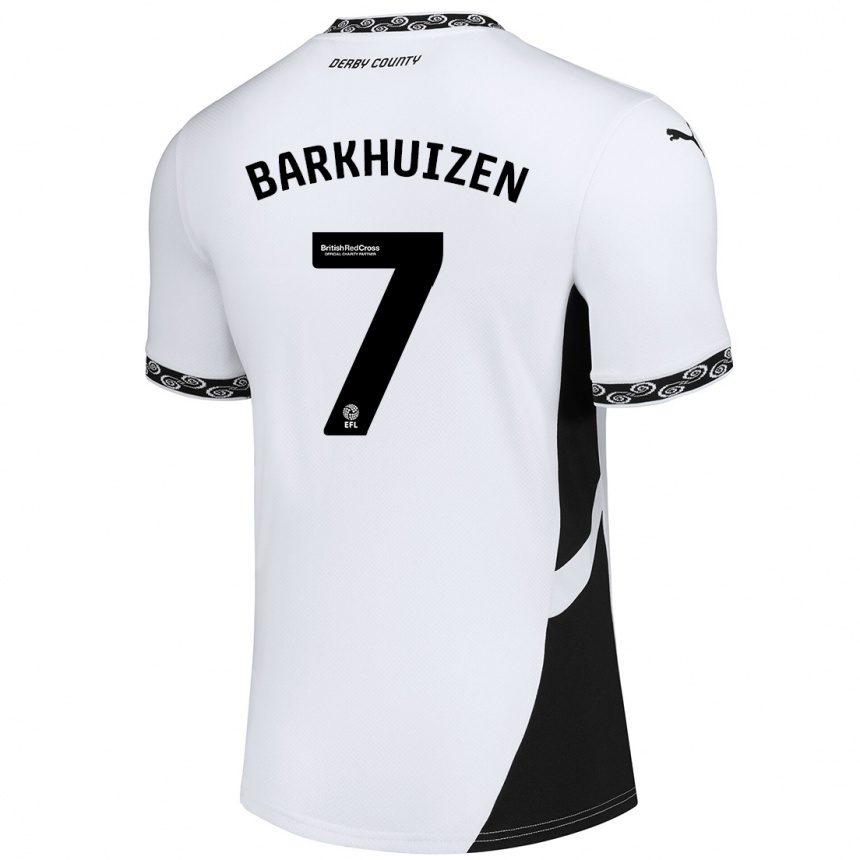 Kinder Fußball Tom Barkhuizen #7 Weiß Schwarz Heimtrikot Trikot 2024/25 T-Shirt Luxemburg