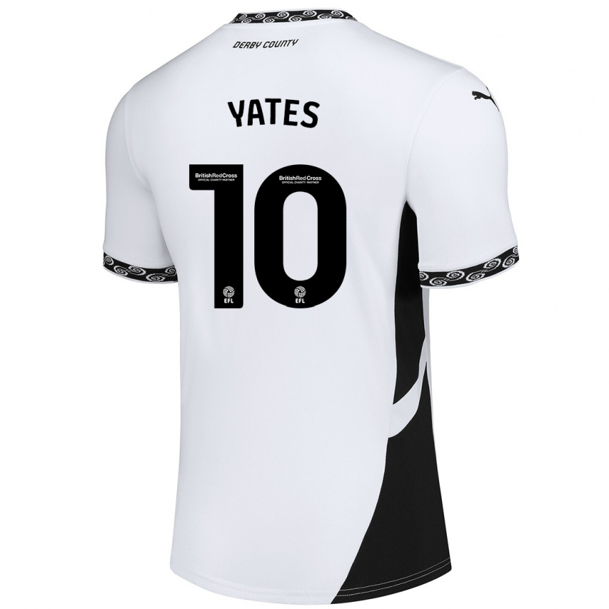 Kinder Fußball Jerry Yates #10 Weiß Schwarz Heimtrikot Trikot 2024/25 T-Shirt Luxemburg