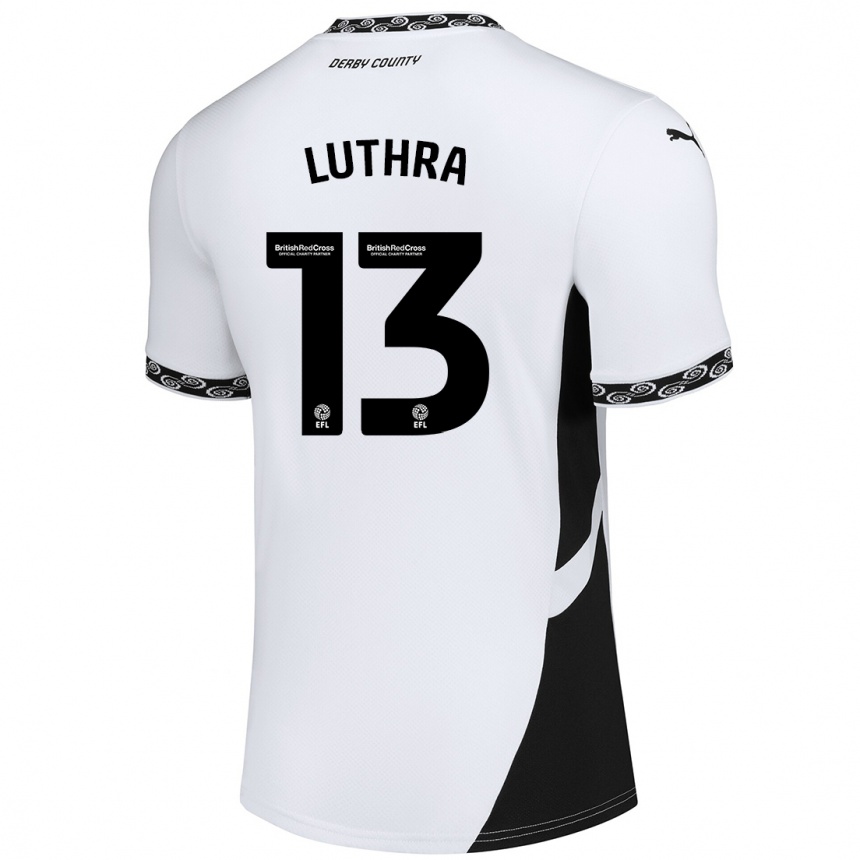 Kinder Fußball Rohan Luthra #13 Weiß Schwarz Heimtrikot Trikot 2024/25 T-Shirt Luxemburg