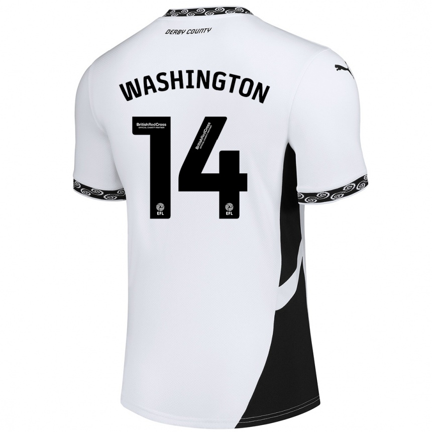 Kinder Fußball Conor Washington #14 Weiß Schwarz Heimtrikot Trikot 2024/25 T-Shirt Luxemburg