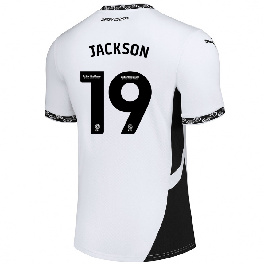 Kinder Fußball Kayden Jackson #19 Weiß Schwarz Heimtrikot Trikot 2024/25 T-Shirt Luxemburg