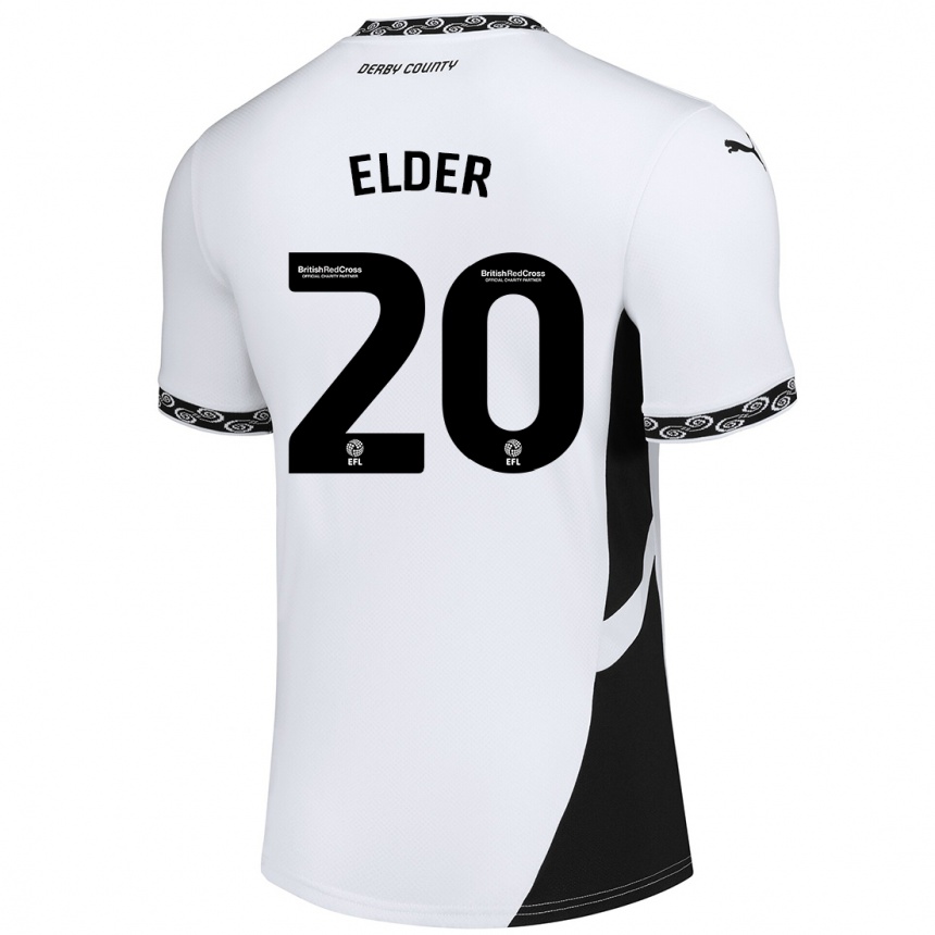 Kinder Fußball Callum Elder #20 Weiß Schwarz Heimtrikot Trikot 2024/25 T-Shirt Luxemburg