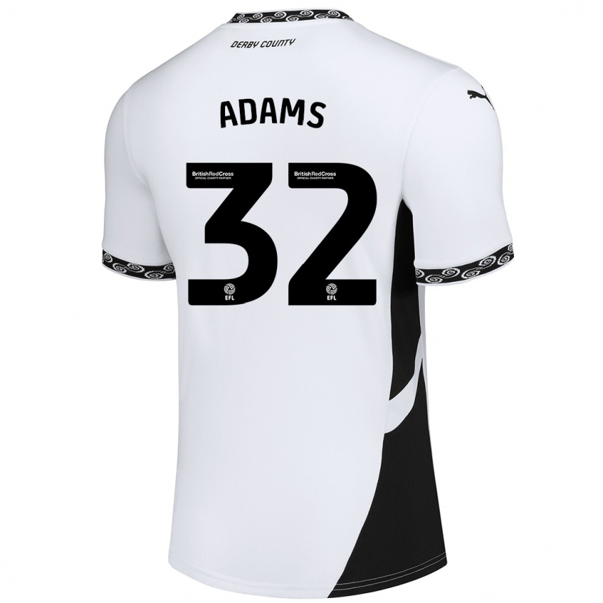 Kinder Fußball Ebou Adams #32 Weiß Schwarz Heimtrikot Trikot 2024/25 T-Shirt Luxemburg