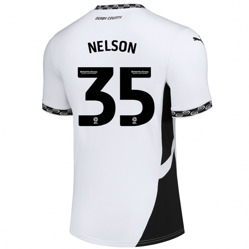 Kinder Fußball Curtis Nelson #35 Weiß Schwarz Heimtrikot Trikot 2024/25 T-Shirt Luxemburg