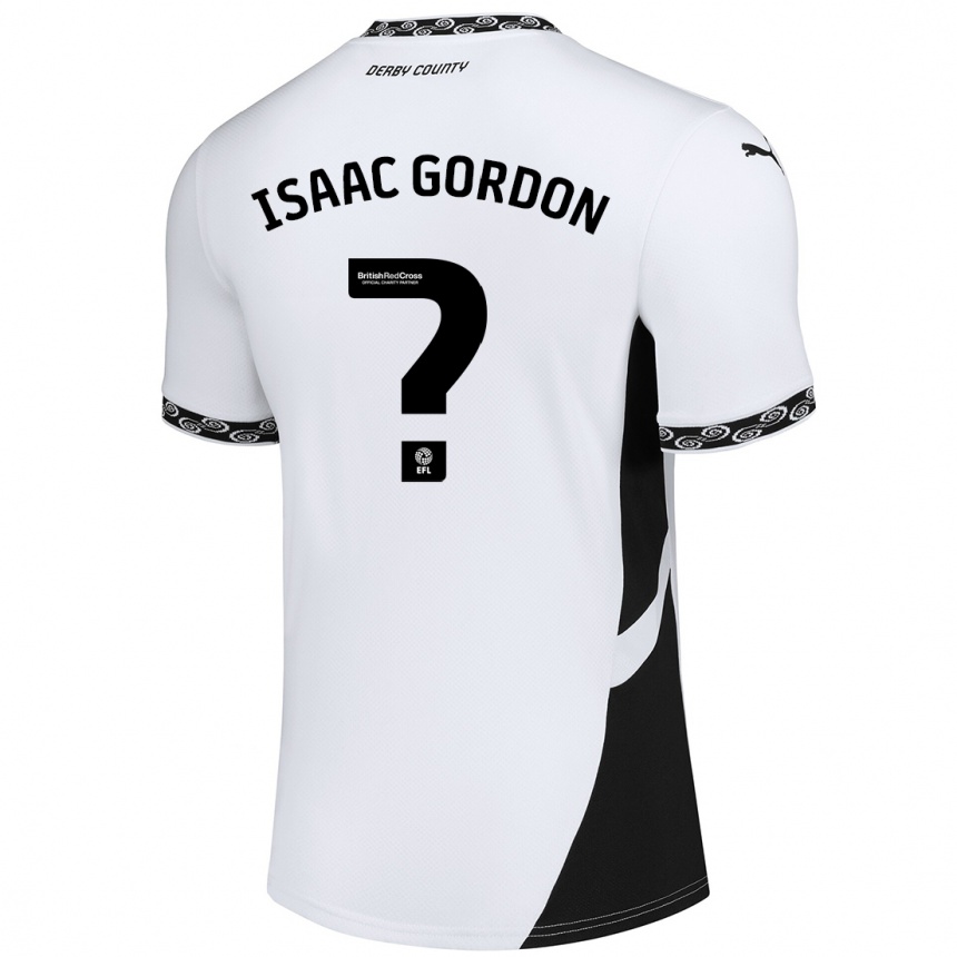 Kinder Fußball Isaac Gordon #0 Weiß Schwarz Heimtrikot Trikot 2024/25 T-Shirt Luxemburg