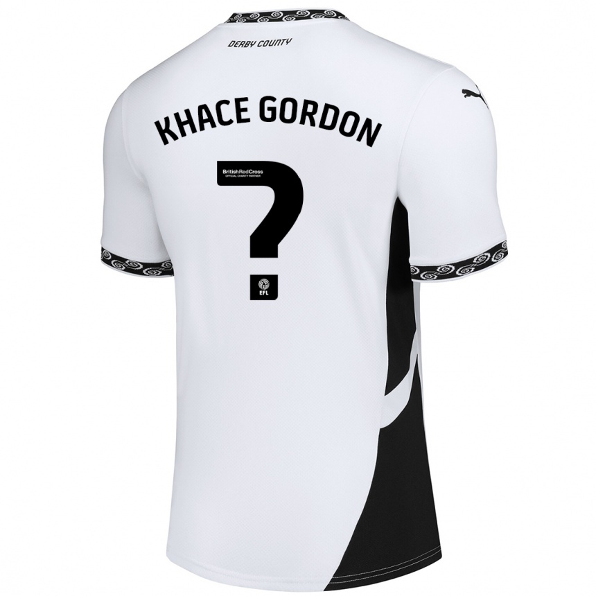 Kinder Fußball Khace Gordon #0 Weiß Schwarz Heimtrikot Trikot 2024/25 T-Shirt Luxemburg