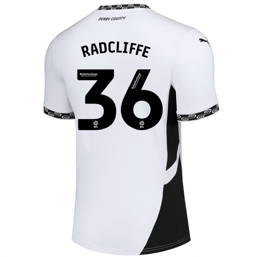 Kinder Fußball Ben Radcliffe #36 Weiß Schwarz Heimtrikot Trikot 2024/25 T-Shirt Luxemburg