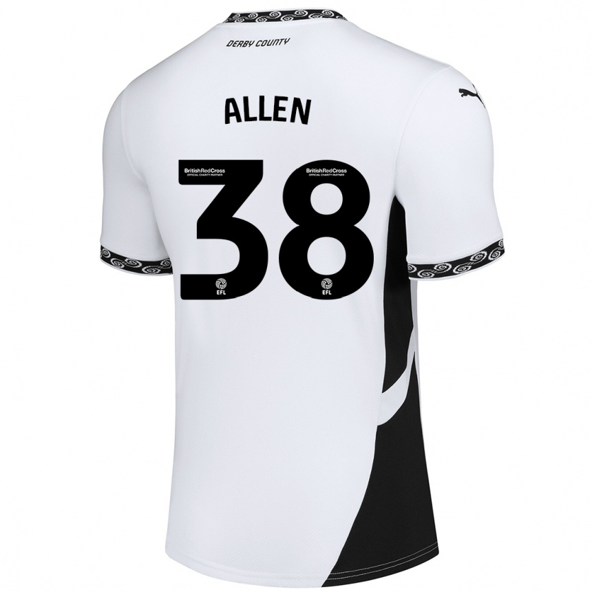 Kinder Fußball Cruz Allen #38 Weiß Schwarz Heimtrikot Trikot 2024/25 T-Shirt Luxemburg