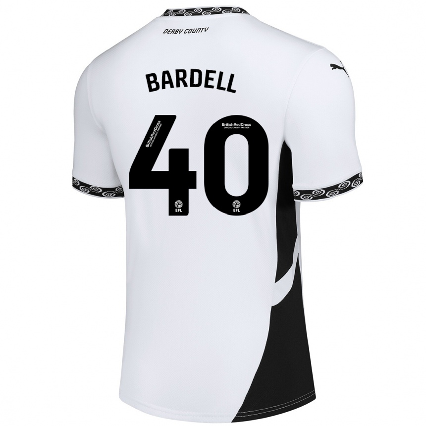 Kinder Fußball Max Bardell #40 Weiß Schwarz Heimtrikot Trikot 2024/25 T-Shirt Luxemburg