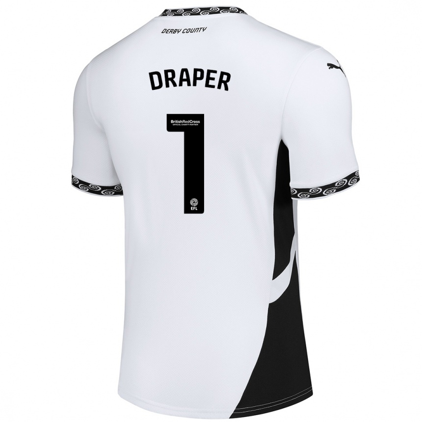 Kinder Fußball Anna Draper #1 Weiß Schwarz Heimtrikot Trikot 2024/25 T-Shirt Luxemburg