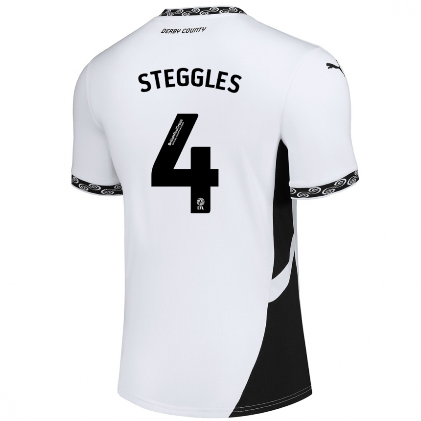 Kinder Fußball Charlotte Steggles #4 Weiß Schwarz Heimtrikot Trikot 2024/25 T-Shirt Luxemburg