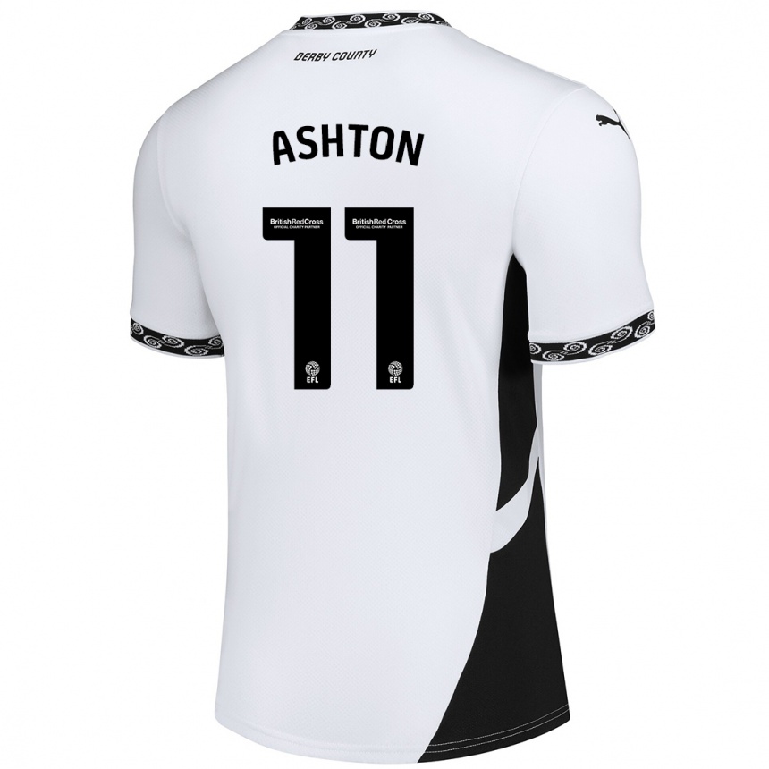 Kinder Fußball Eleanor Ashton #11 Weiß Schwarz Heimtrikot Trikot 2024/25 T-Shirt Luxemburg