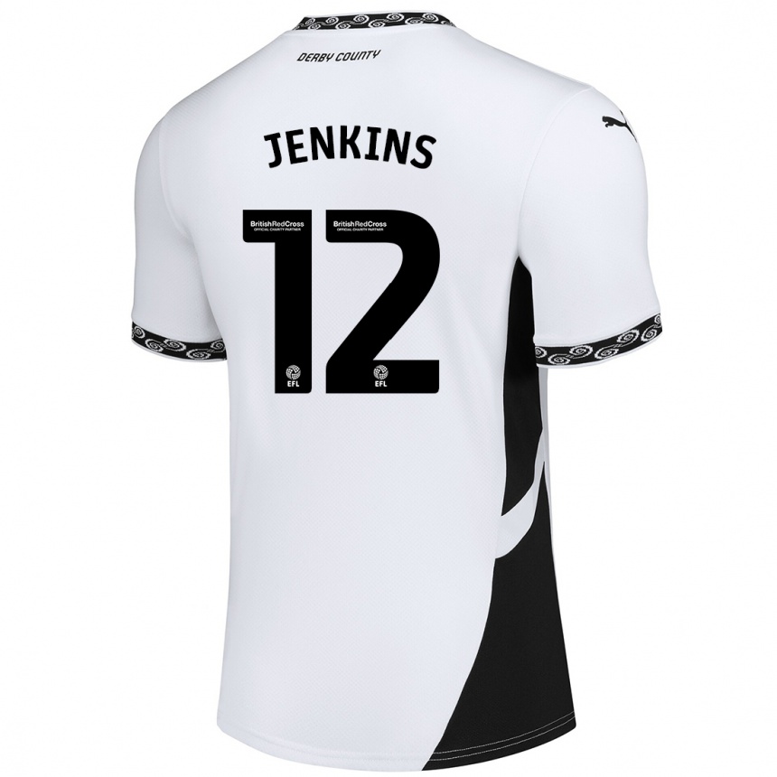 Kinder Fußball Camille Jenkins #12 Weiß Schwarz Heimtrikot Trikot 2024/25 T-Shirt Luxemburg