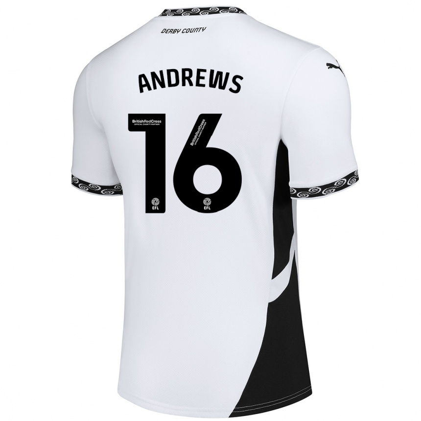 Kinder Fußball Marli Rhodes-Andrews #16 Weiß Schwarz Heimtrikot Trikot 2024/25 T-Shirt Luxemburg