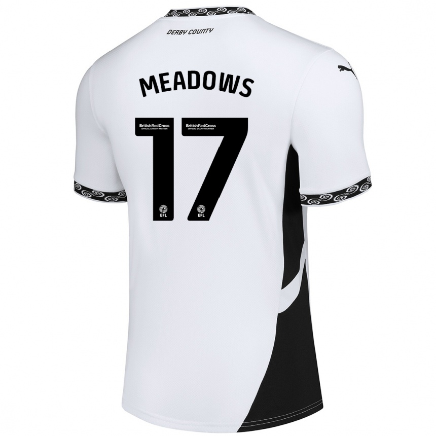 Kinder Fußball Helena Meadows #17 Weiß Schwarz Heimtrikot Trikot 2024/25 T-Shirt Luxemburg