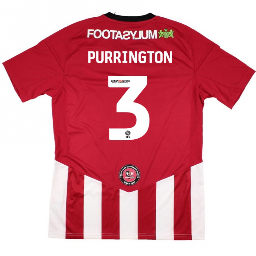 Kinder Fußball Ben Purrington #3 Rot Weiß Heimtrikot Trikot 2024/25 T-Shirt Luxemburg