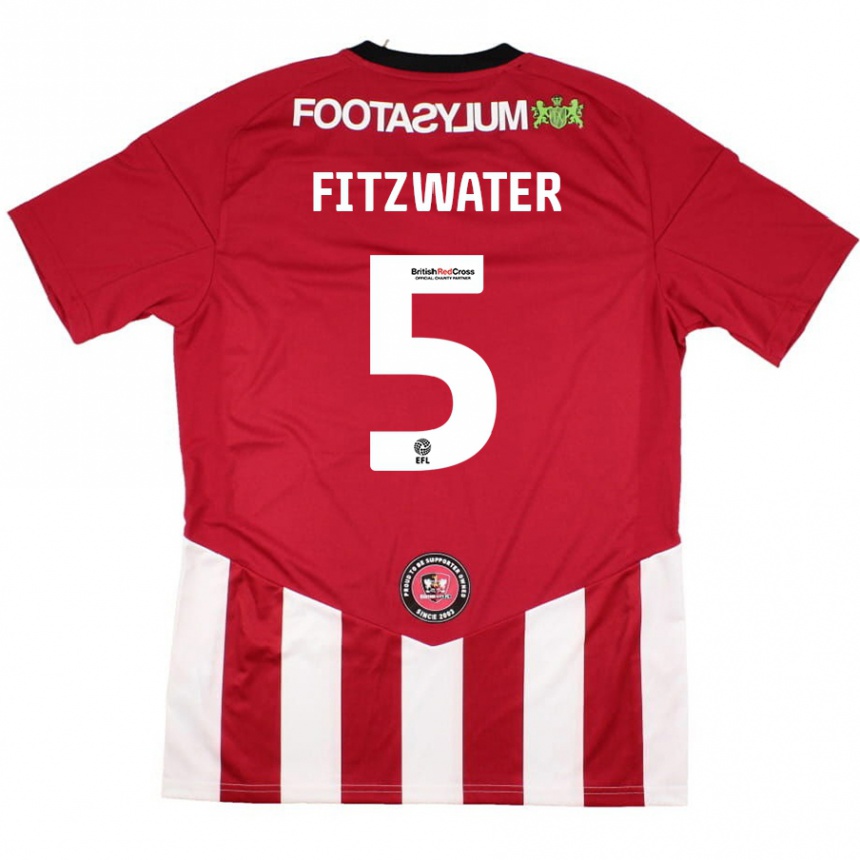 Kinder Fußball Jack Fitzwater #5 Rot Weiß Heimtrikot Trikot 2024/25 T-Shirt Luxemburg