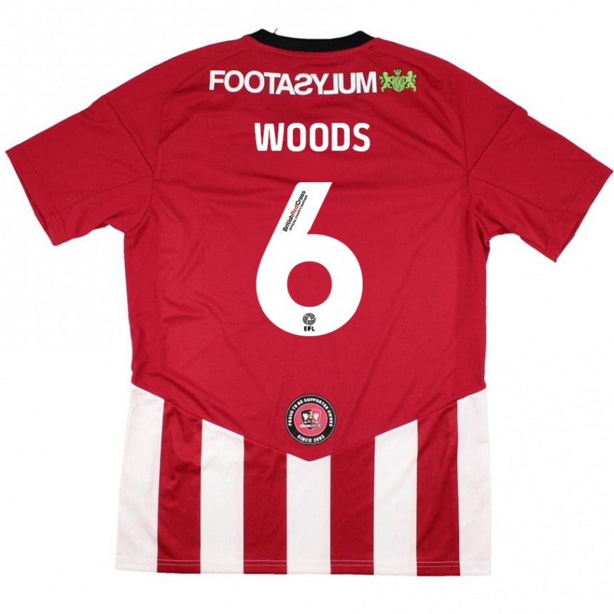 Kinder Fußball Ryan Woods #6 Rot Weiß Heimtrikot Trikot 2024/25 T-Shirt Luxemburg