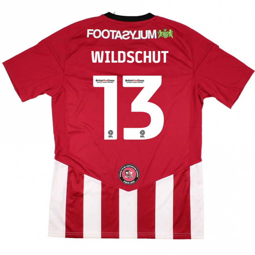 Kinder Fußball Yanic Wildschut #13 Rot Weiß Heimtrikot Trikot 2024/25 T-Shirt Luxemburg