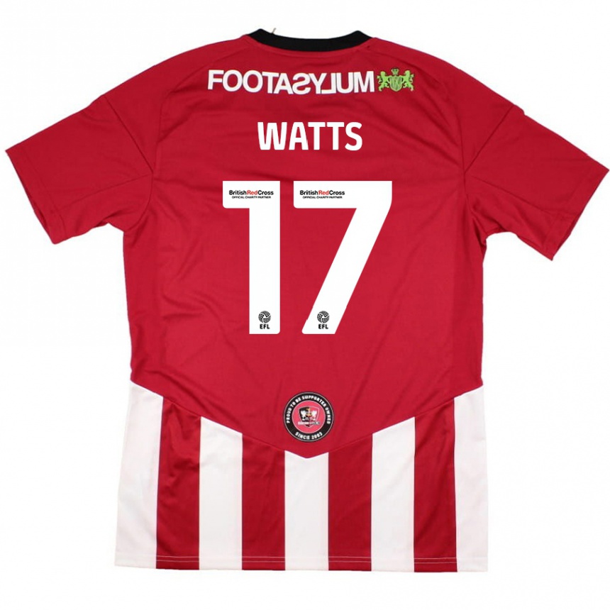 Kinder Fußball Caleb Watts #17 Rot Weiß Heimtrikot Trikot 2024/25 T-Shirt Luxemburg