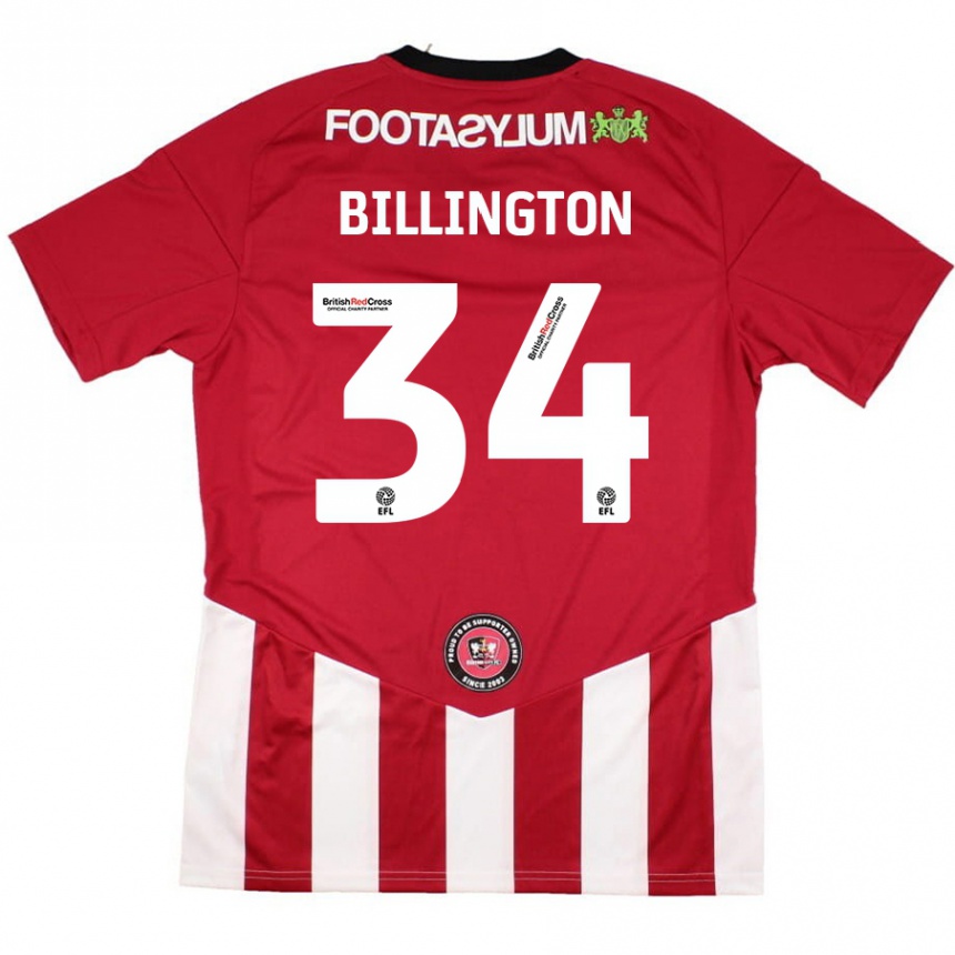 Kinder Fußball Gabe Billington #34 Rot Weiß Heimtrikot Trikot 2024/25 T-Shirt Luxemburg