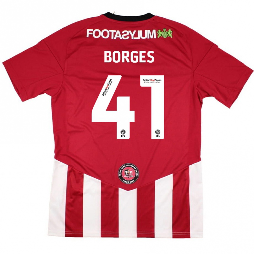 Kinder Fußball Pedro Borges #41 Rot Weiß Heimtrikot Trikot 2024/25 T-Shirt Luxemburg