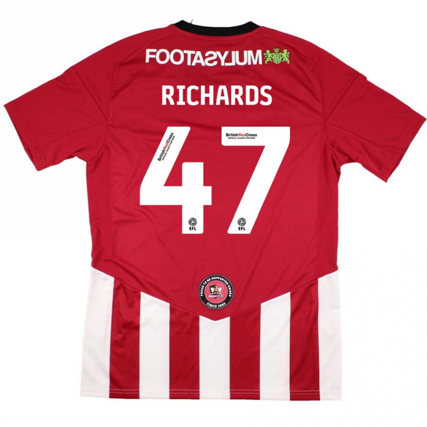 Kinder Fußball Jake Richards #47 Rot Weiß Heimtrikot Trikot 2024/25 T-Shirt Luxemburg