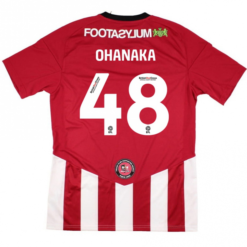 Kinder Fußball Santino Ohanaka #48 Rot Weiß Heimtrikot Trikot 2024/25 T-Shirt Luxemburg