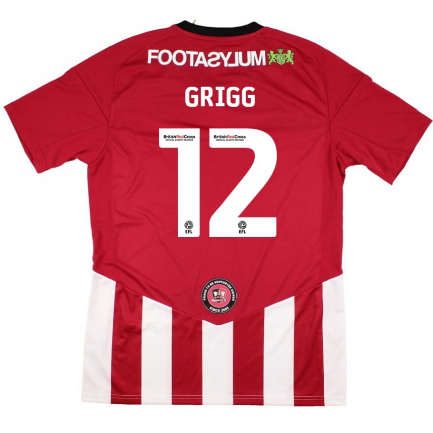 Kinder Fußball Katie Grigg #12 Rot Weiß Heimtrikot Trikot 2024/25 T-Shirt Luxemburg