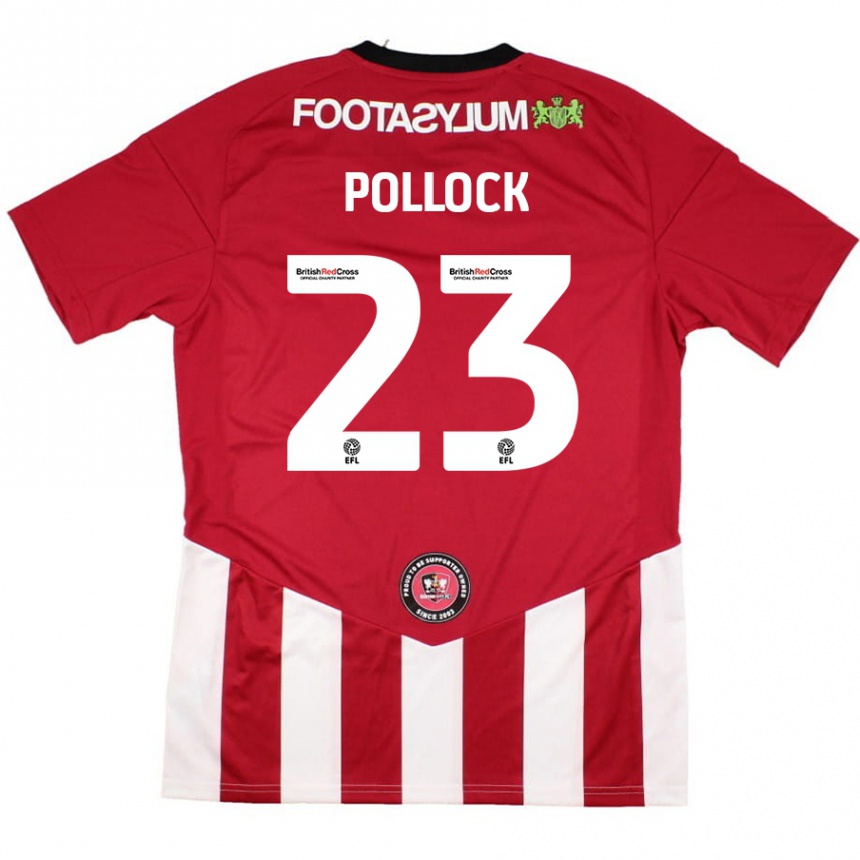 Kinder Fußball Amber Pollock #23 Rot Weiß Heimtrikot Trikot 2024/25 T-Shirt Luxemburg