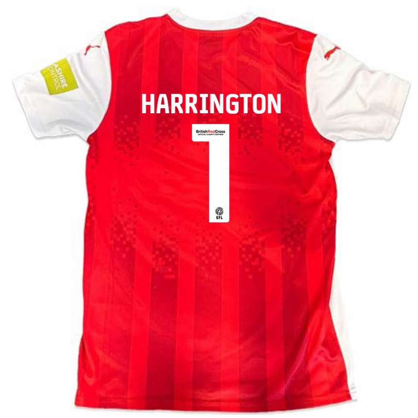 Kinder Fußball David Harrington #1 Rot Weiß Heimtrikot Trikot 2024/25 T-Shirt Luxemburg