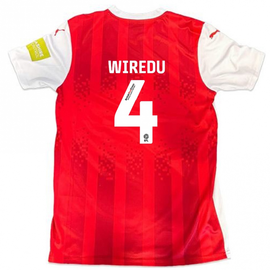 Kinder Fußball Brendan Wiredu #4 Rot Weiß Heimtrikot Trikot 2024/25 T-Shirt Luxemburg