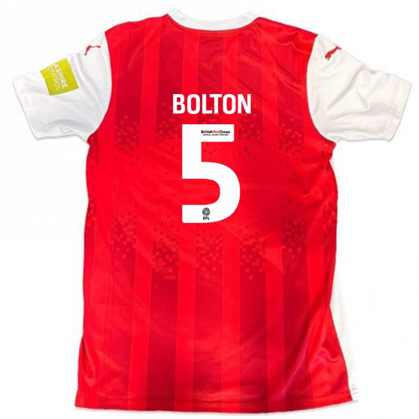 Kinder Fußball James Bolton #5 Rot Weiß Heimtrikot Trikot 2024/25 T-Shirt Luxemburg