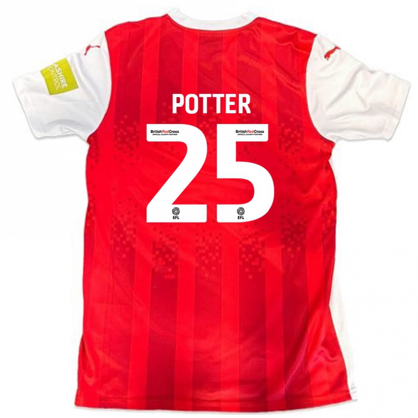 Kinder Fußball Finley Potter #25 Rot Weiß Heimtrikot Trikot 2024/25 T-Shirt Luxemburg