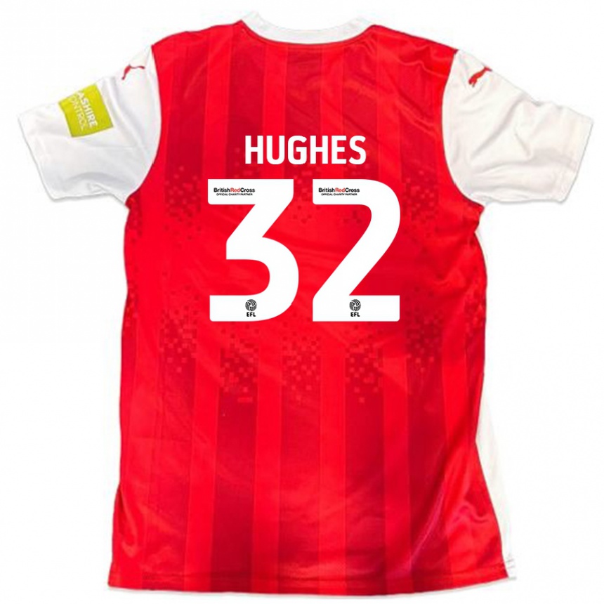 Kinder Fußball Kayden Hughes #32 Rot Weiß Heimtrikot Trikot 2024/25 T-Shirt Luxemburg