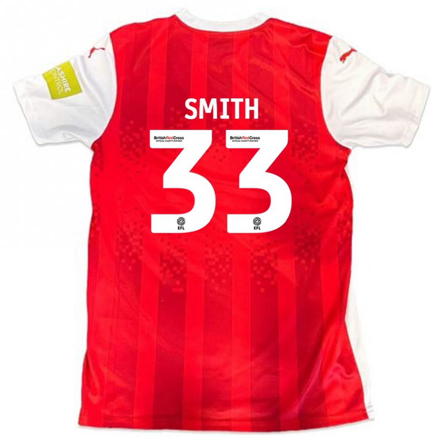 Kinder Fußball Pele Smith #33 Rot Weiß Heimtrikot Trikot 2024/25 T-Shirt Luxemburg