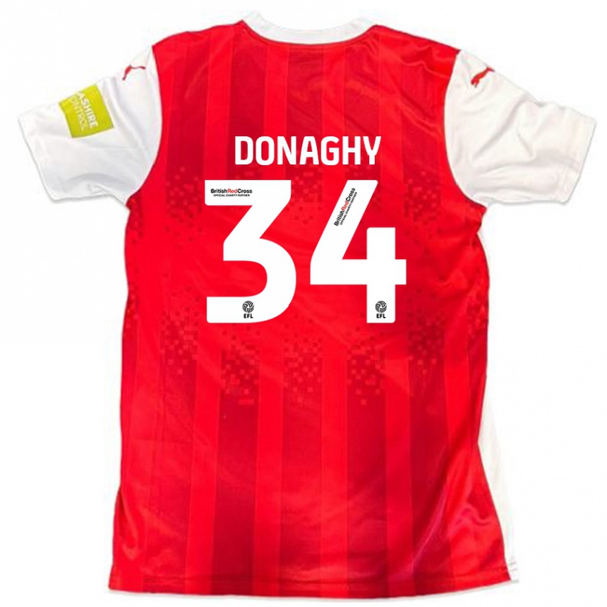 Kinder Fußball Tom Donaghy #34 Rot Weiß Heimtrikot Trikot 2024/25 T-Shirt Luxemburg