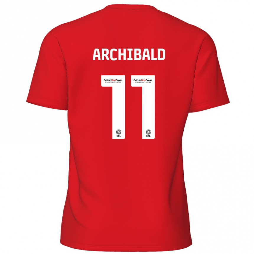 Kinder Fußball Theo Archibald #11 Rot Heimtrikot Trikot 2024/25 T-Shirt Luxemburg