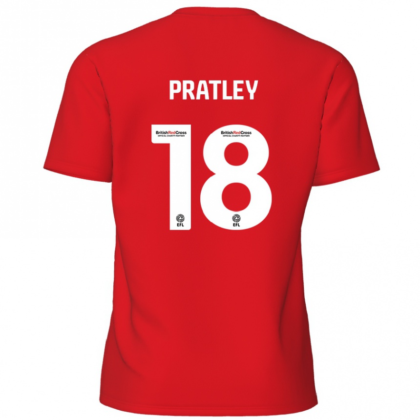 Kinder Fußball Darren Pratley #18 Rot Heimtrikot Trikot 2024/25 T-Shirt Luxemburg