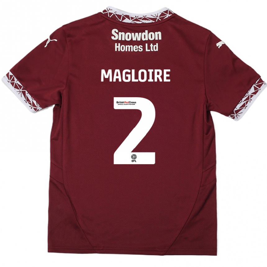 Kinder Fußball Tyler Magloire #2 Burgundrot Heimtrikot Trikot 2024/25 T-Shirt Luxemburg