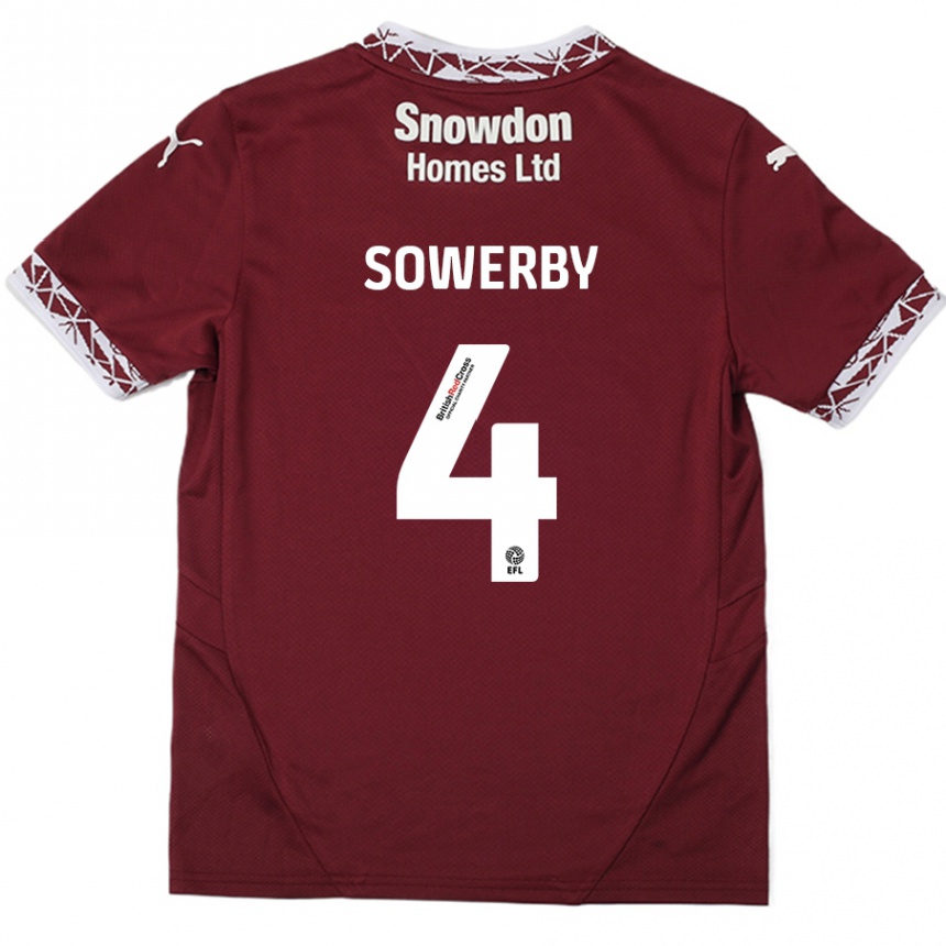 Kinder Fußball Jack Sowerby #4 Burgundrot Heimtrikot Trikot 2024/25 T-Shirt Luxemburg