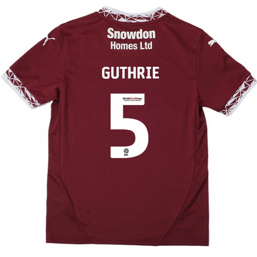 Kinder Fußball Jon Guthrie #5 Burgundrot Heimtrikot Trikot 2024/25 T-Shirt Luxemburg