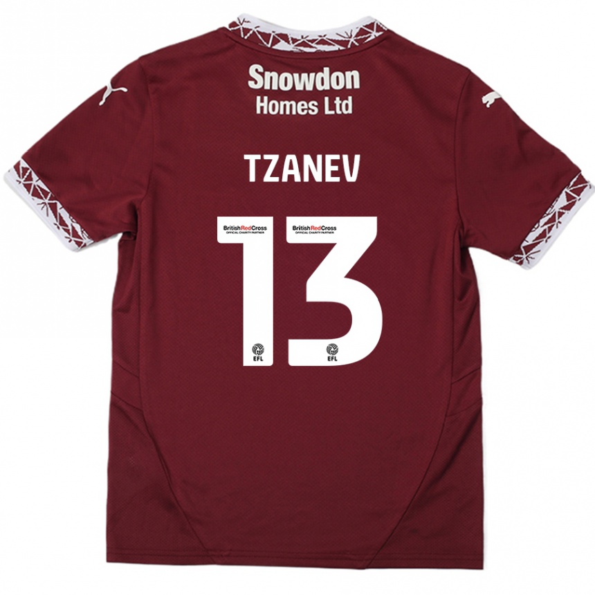 Kinder Fußball Nik Tzanev #13 Burgundrot Heimtrikot Trikot 2024/25 T-Shirt Luxemburg