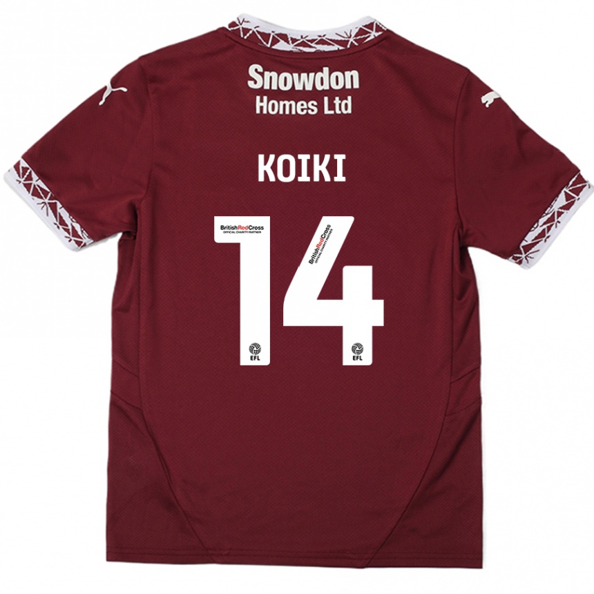 Kinder Fußball Ali Koiki #14 Burgundrot Heimtrikot Trikot 2024/25 T-Shirt Luxemburg