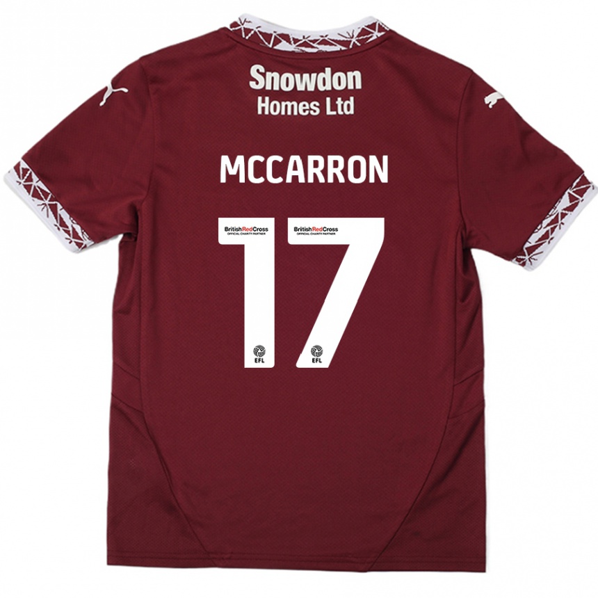 Kinder Fußball Liam Mccarron #17 Burgundrot Heimtrikot Trikot 2024/25 T-Shirt Luxemburg