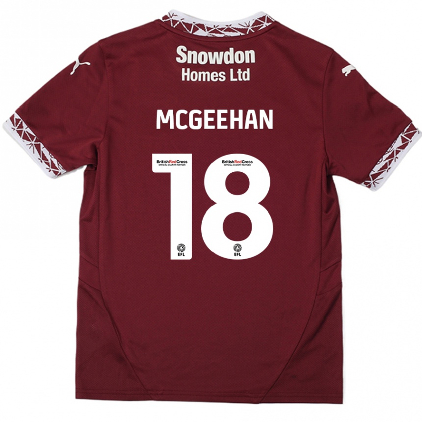 Kinder Fußball Cameron Mcgeehan #18 Burgundrot Heimtrikot Trikot 2024/25 T-Shirt Luxemburg