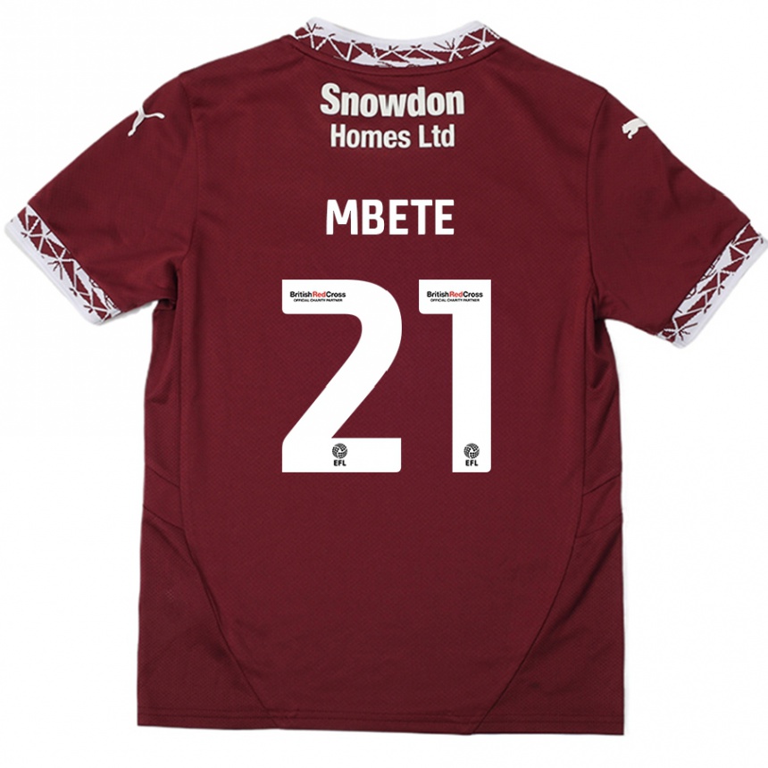 Kinder Fußball Luke Mbete #21 Burgundrot Heimtrikot Trikot 2024/25 T-Shirt Luxemburg